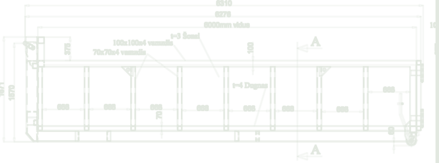 14 m³ hook-lift container – drawing