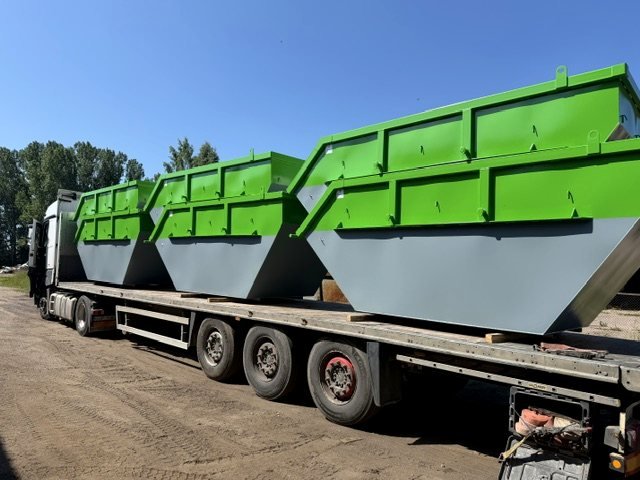 Containers on a trailer